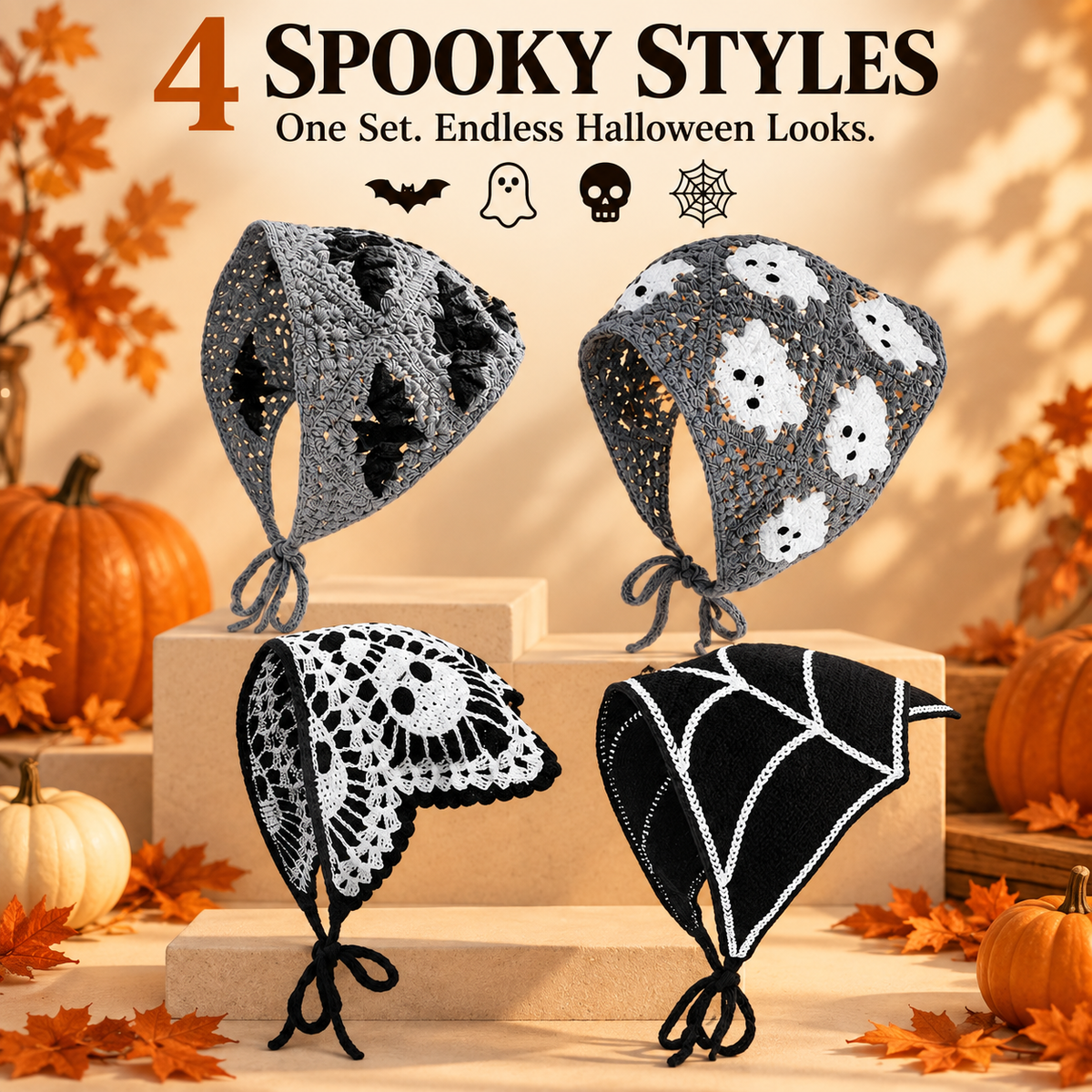 Women’s Halloween Crochet Triangle Headscarf