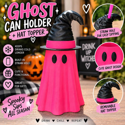 Halloween witch hat ghost Can Holder 12oz