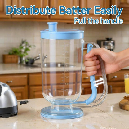 Koja Pancake Batter Dispenser with Mixer, No-Drip Squeeze Tool, Mint