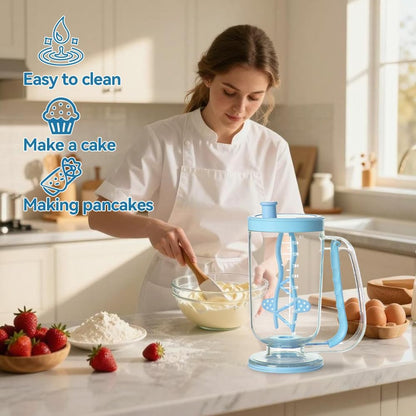 Koja Pancake Batter Dispenser with Mixer, No-Drip Squeeze Tool, Mint