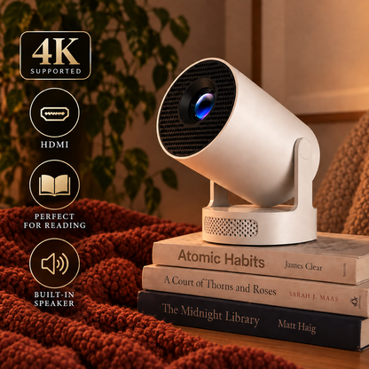 ❤️ 180° Adjustable Reading Projector – 4K Supported with HDMI & Speaker