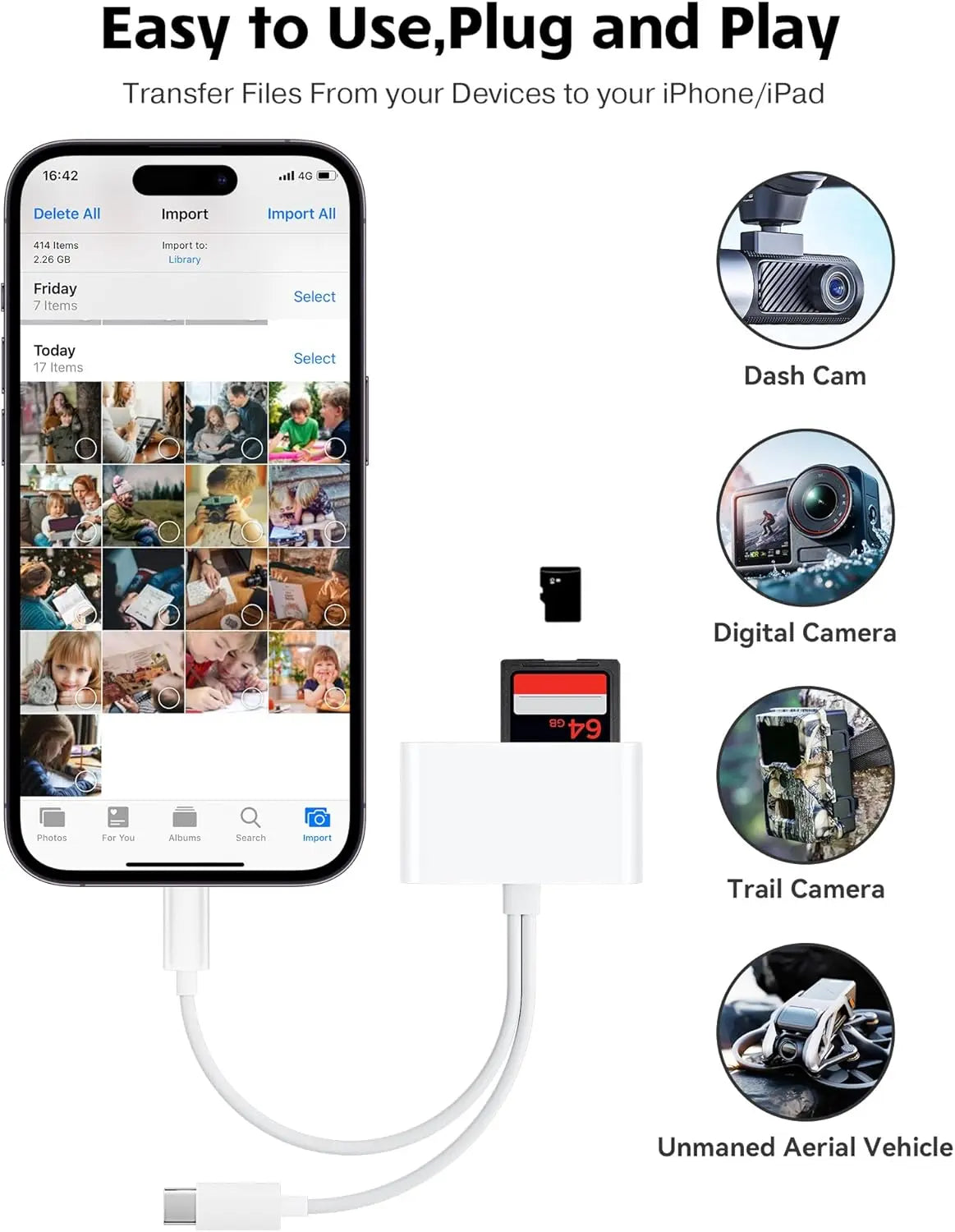 ❤️3-in-1 Dual Connector SD Card Reader