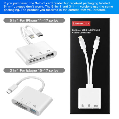 ❤️3-in-1 Dual Connector SD Card Reader