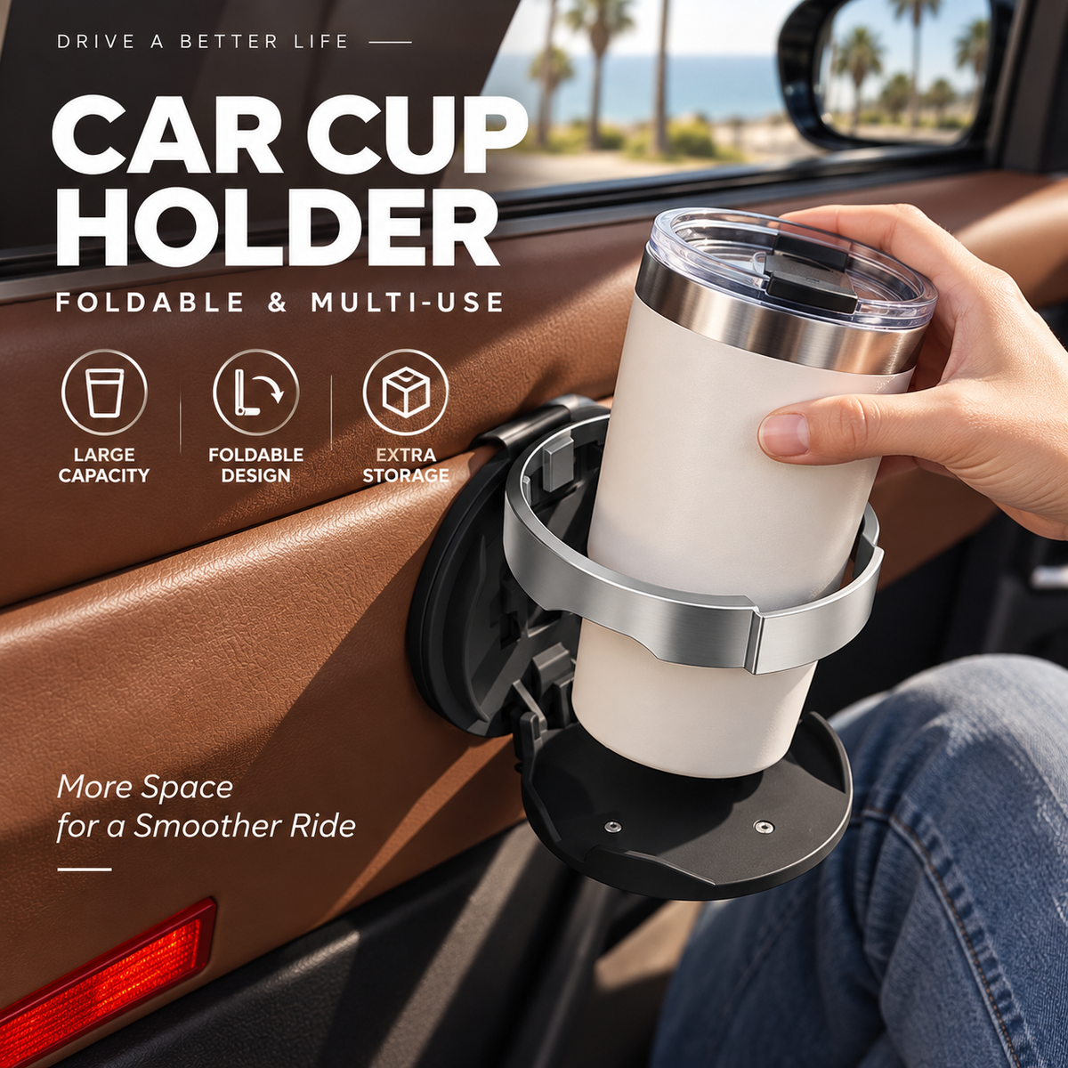 ❤️Space-Saving Foldable Car Cup Holder with Hook