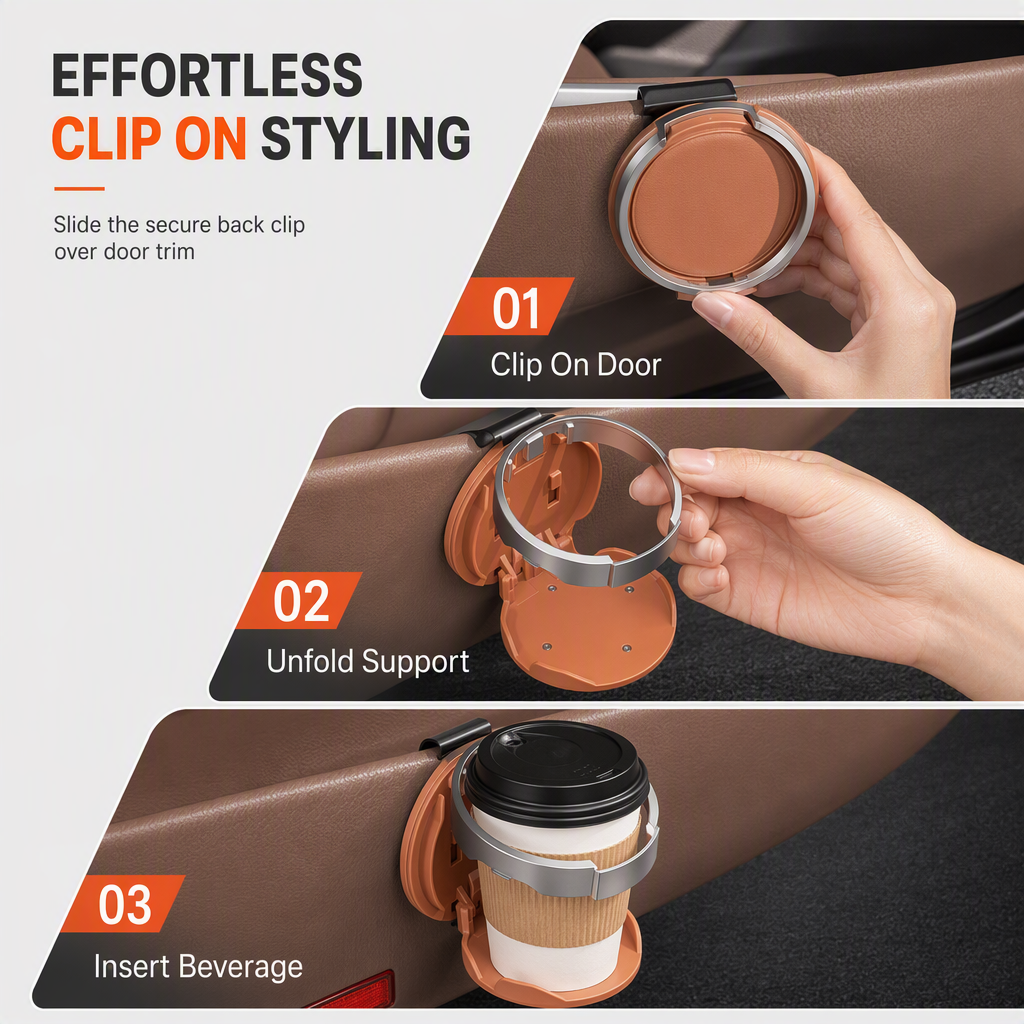 ❤️Space-Saving Foldable Car Cup Holder with Hook