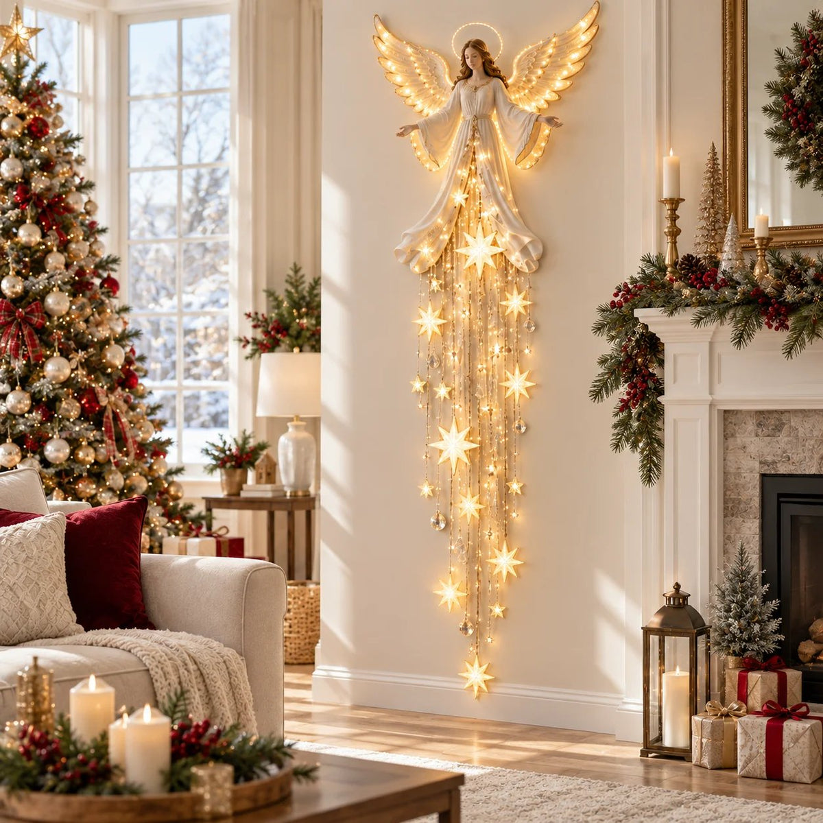 ❤️Angel Blessing Starfall Wall Light – Heavenly Christmas Wall Decor