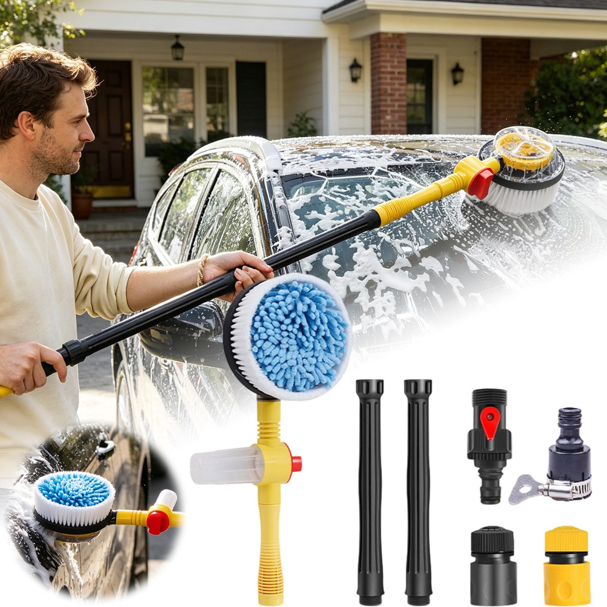 ❤️360° Rotating Car Wash Brush with Soap Dispenser