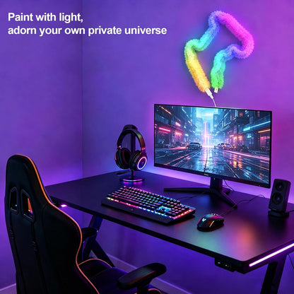 🎉3.3FT Plush USB Neon Rope Lights, 360° Luminous RGB+IC USB LED Light Strip with Remote and APP Control
