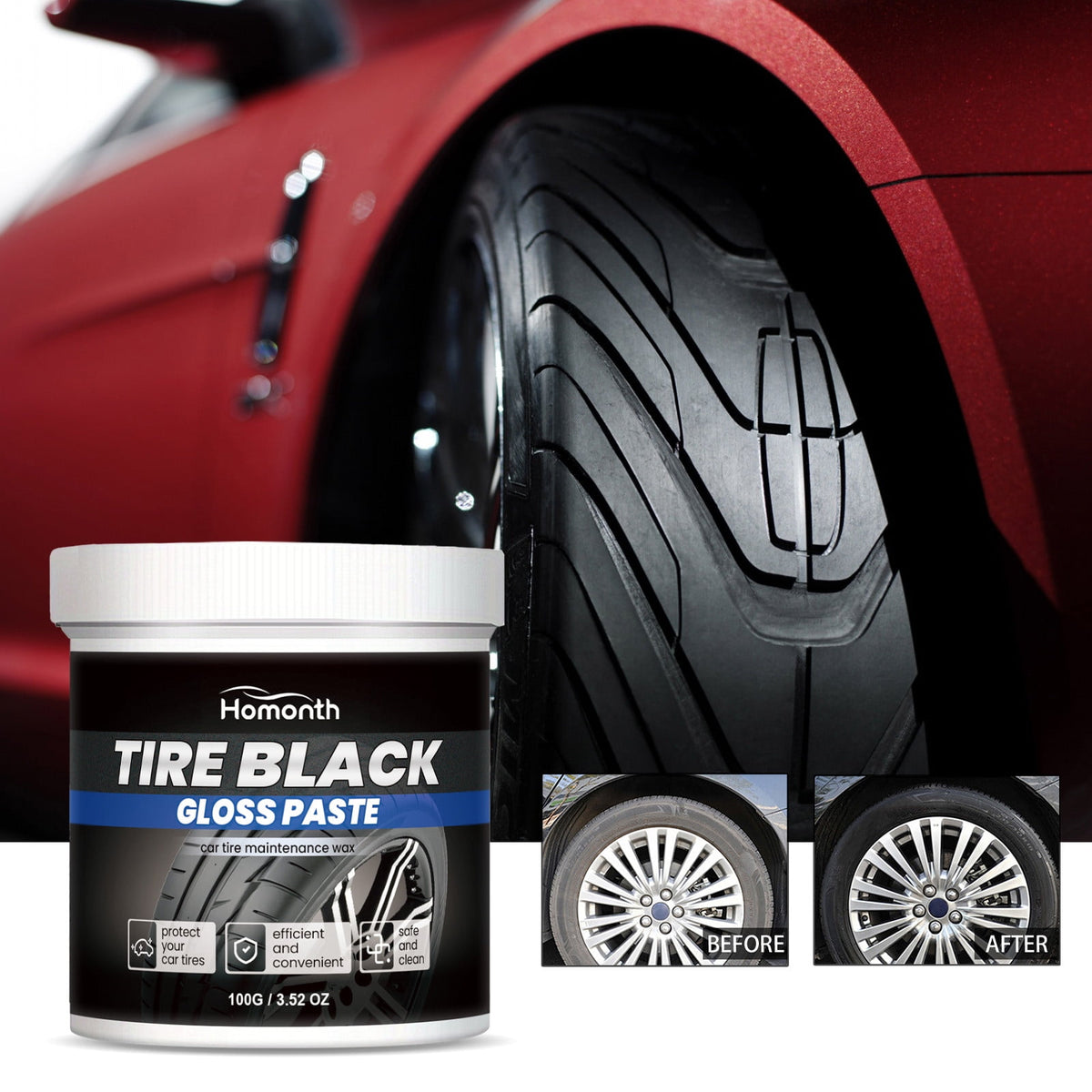 ❤️Tire Gloss Restorer – Deep Black Shine & UV Protection