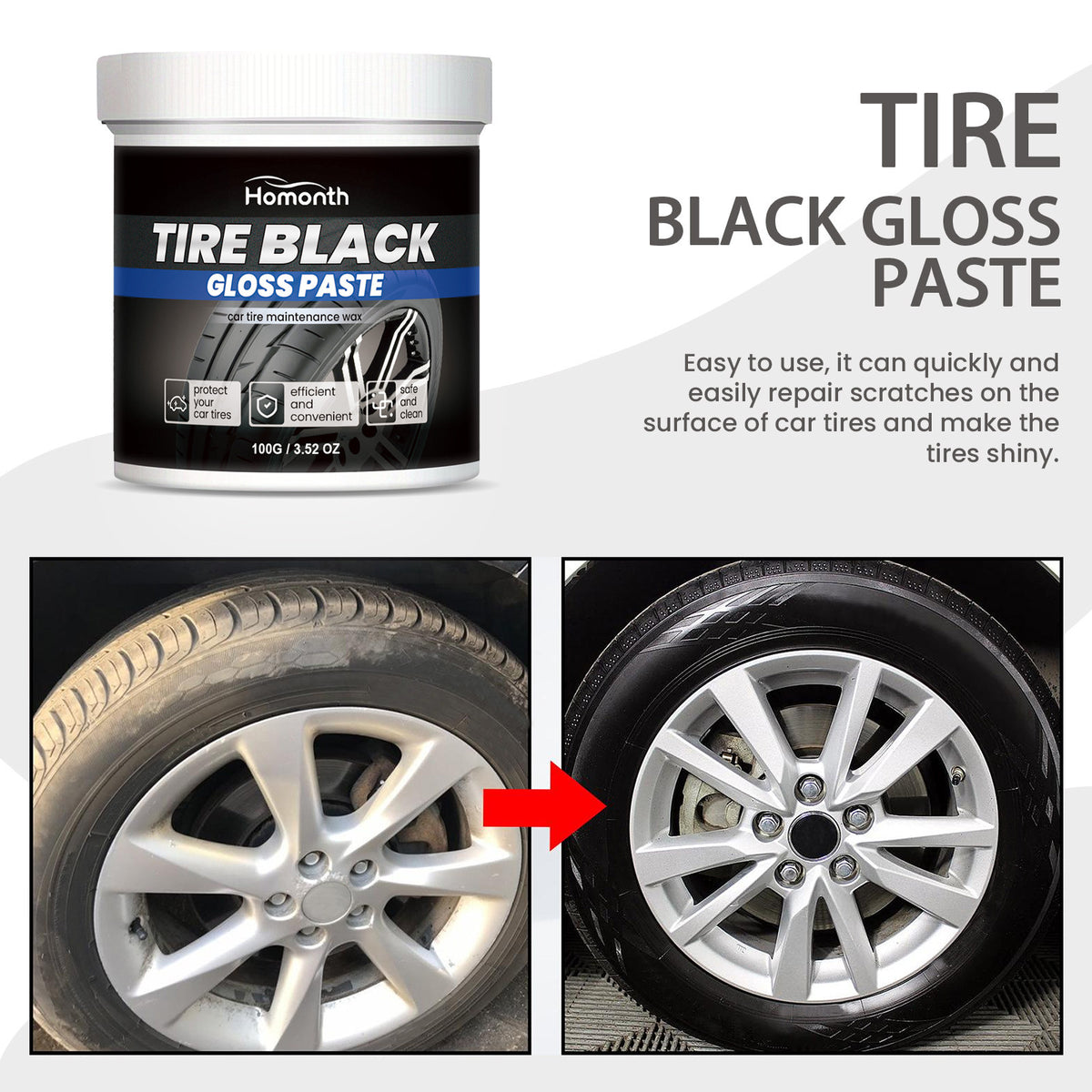 ❤️Tire Gloss Restorer – Deep Black Shine & UV Protection