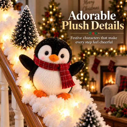 ❤️Playful Penguin Snowy Stair Railing Decor