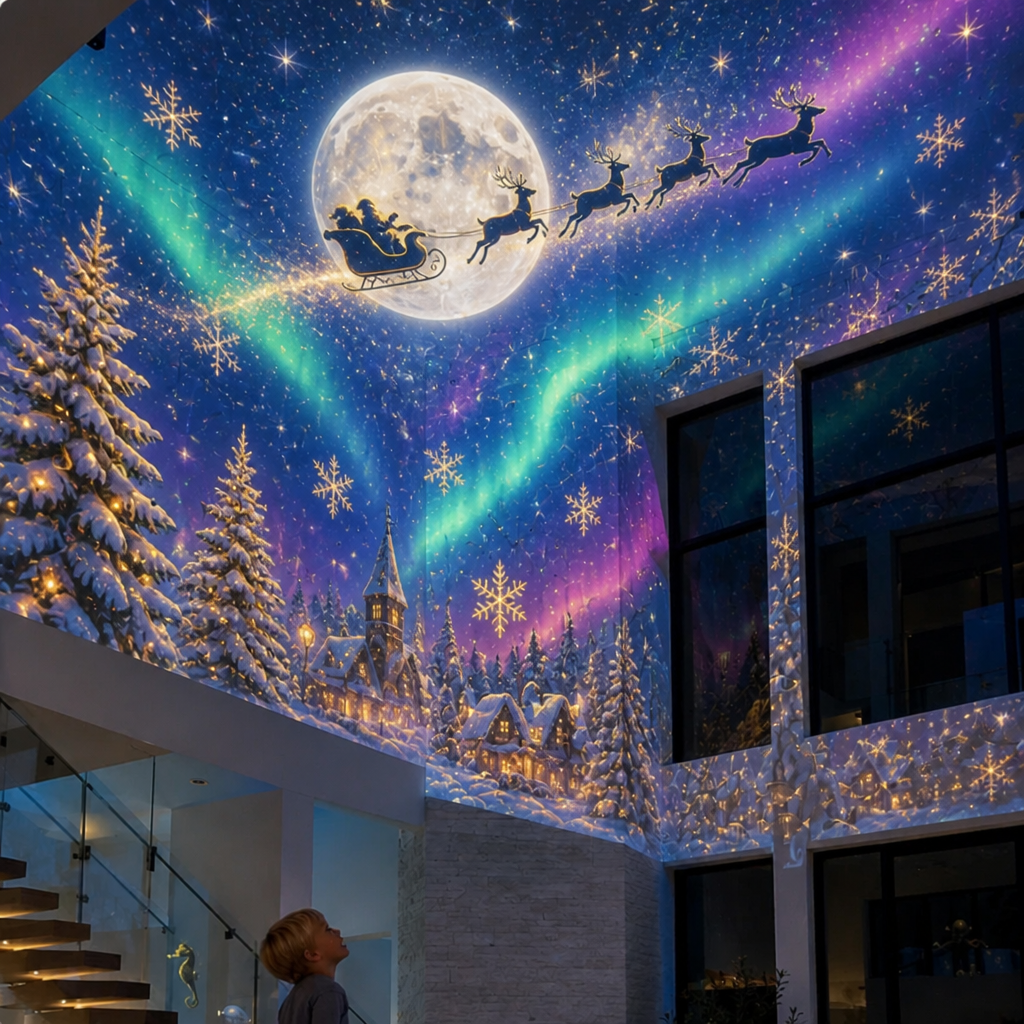 ❤️Christmas Sky Projector – 360° Snow & Santa Light Show