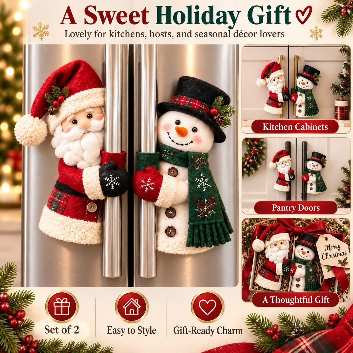 ❤️Santa & Snowman Christmas Handle Covers
