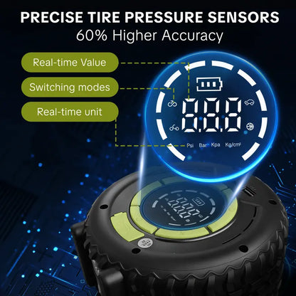 🎉Electric Portable Tire Inflator, 8000mAh, 120 PSI Inflator with LED light, DC12V Jump Starter - Ideal for Rapid Inflation of Motorcycles/Bicycle/Balls