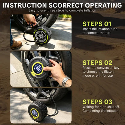 🎉Electric Portable Tire Inflator, 8000mAh, 120 PSI Inflator with LED light, DC12V Jump Starter - Ideal for Rapid Inflation of Motorcycles/Bicycle/Balls