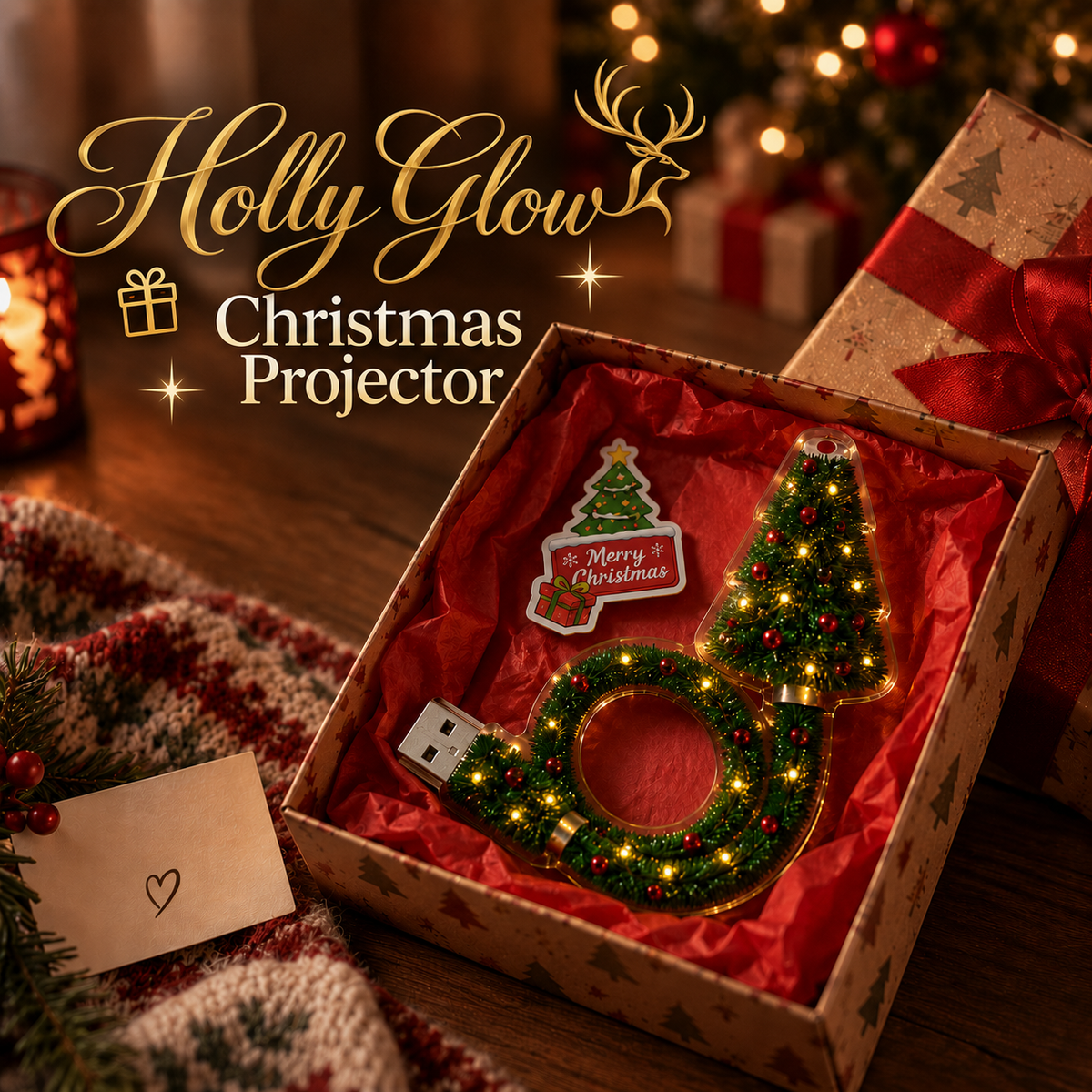 ❤️HD USB Christmas Tree Projector Light