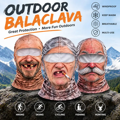 ❤️Old Man Ski Winter Face Mask 3D Funny Realistic Face Balaclava Party Gear