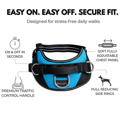 ❤️No-Pull Dog Harness – 3-Point Leash Control, Reflective & Adjustable