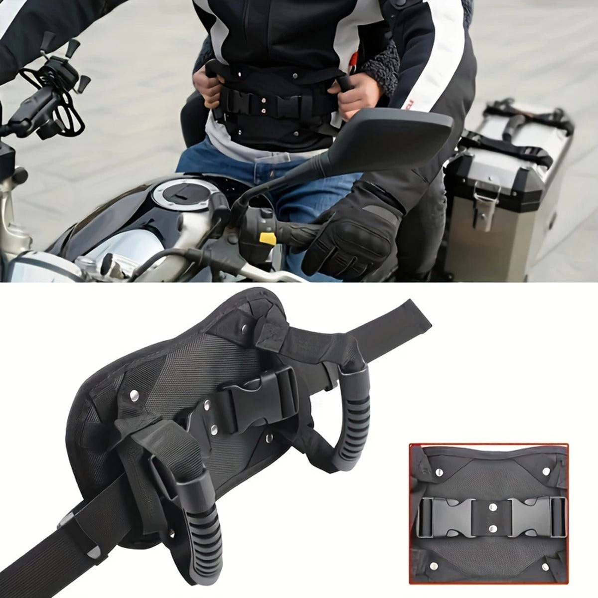 ❤️Motorcycle Passenger Grip Belt – Comfortable & Secure Hold