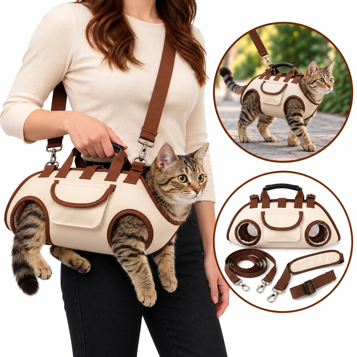 ❤️Hands-Free Cat Carrier Bag with Adjustable Straps