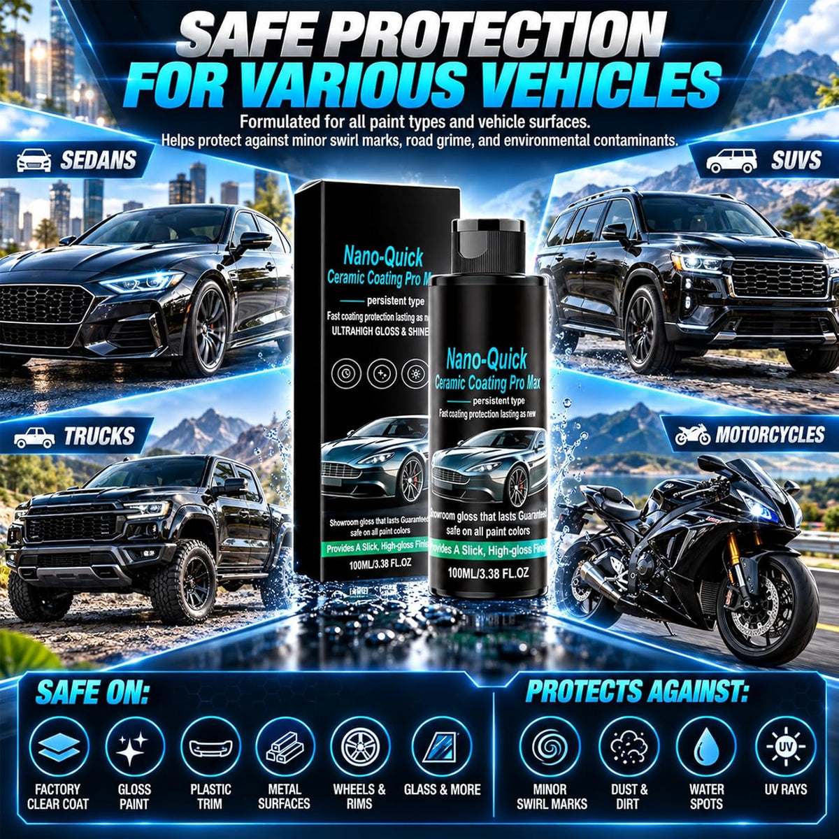🎉Nano-Quick Ceramic Coating Pro Max, Quick Effect Coating Agent