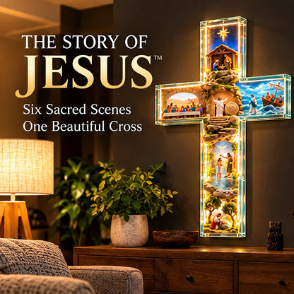❤️The Story of Jesus LED Cross Lamp – 6 Sacred Scenes