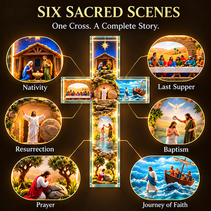 ❤️The Story of Jesus LED Cross Lamp – 6 Sacred Scenes