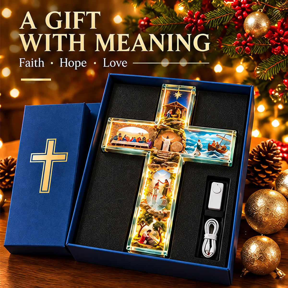 ❤️The Story of Jesus LED Cross Lamp – 6 Sacred Scenes