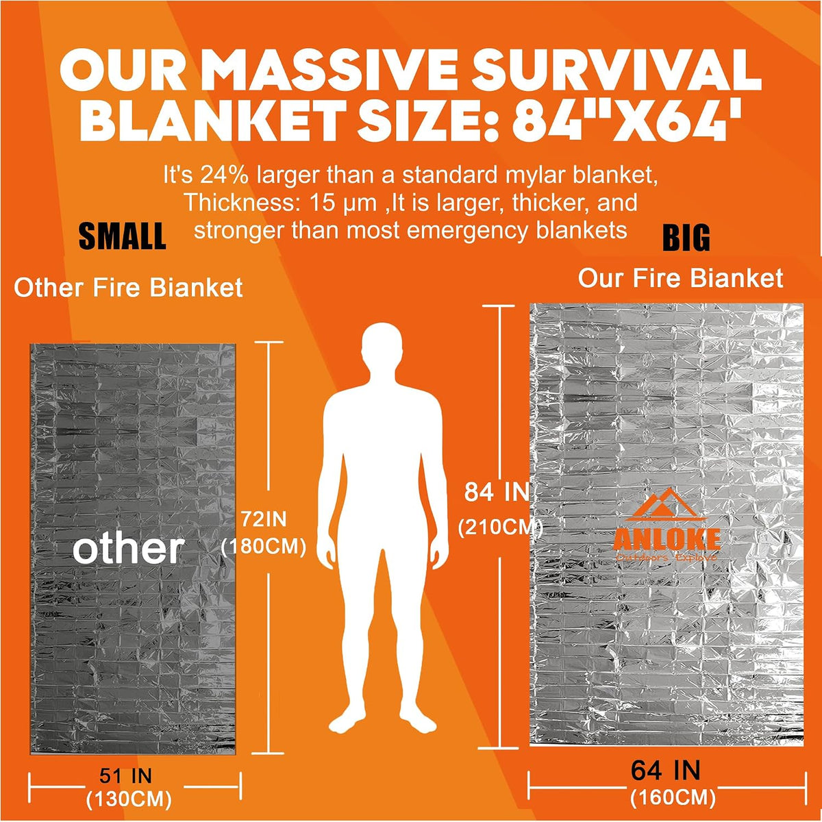🎉Emergency Blanket Mylar Thermal Blanket(5 Pack) Extra Large Survival Gear