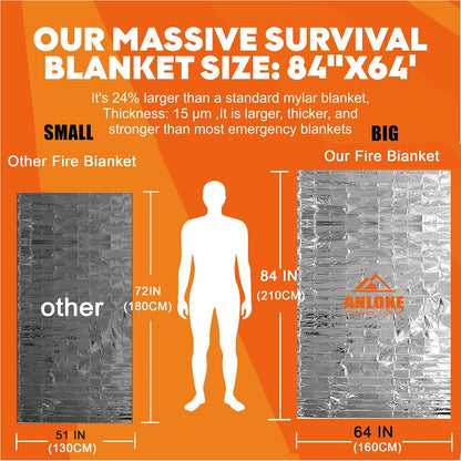 🎉Emergency Blanket Mylar Thermal Blanket(5 Pack) Extra Large Survival Gear