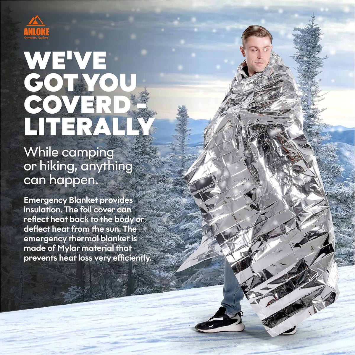 🎉Emergency Blanket Mylar Thermal Blanket(5 Pack) Extra Large Survival Gear