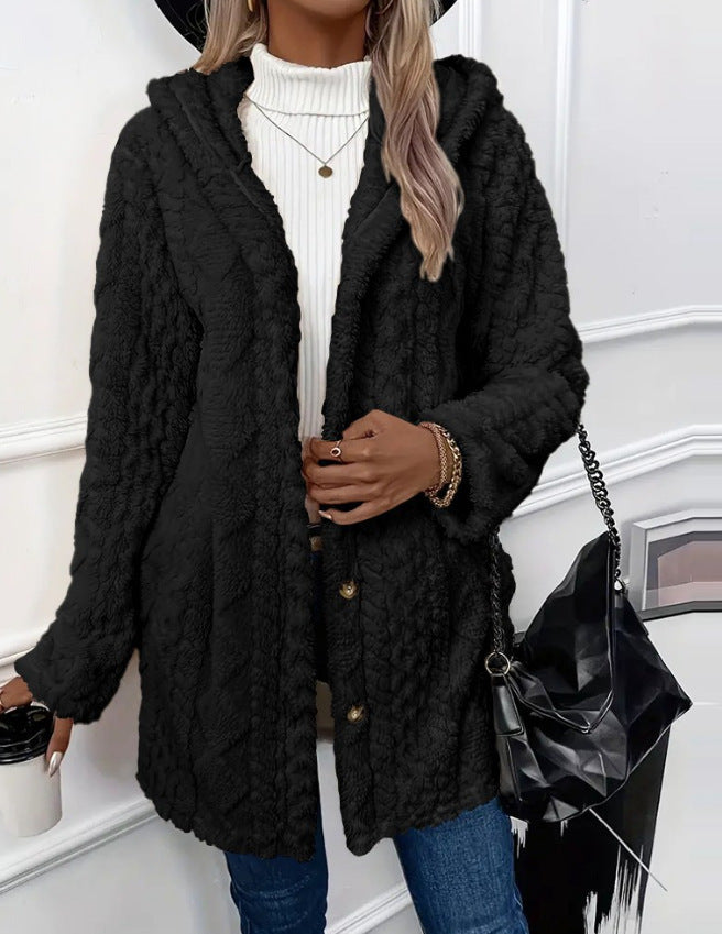 🎉Hooded Cardigan for Women Cable Knit Fleece Long Warm Sweater Coat