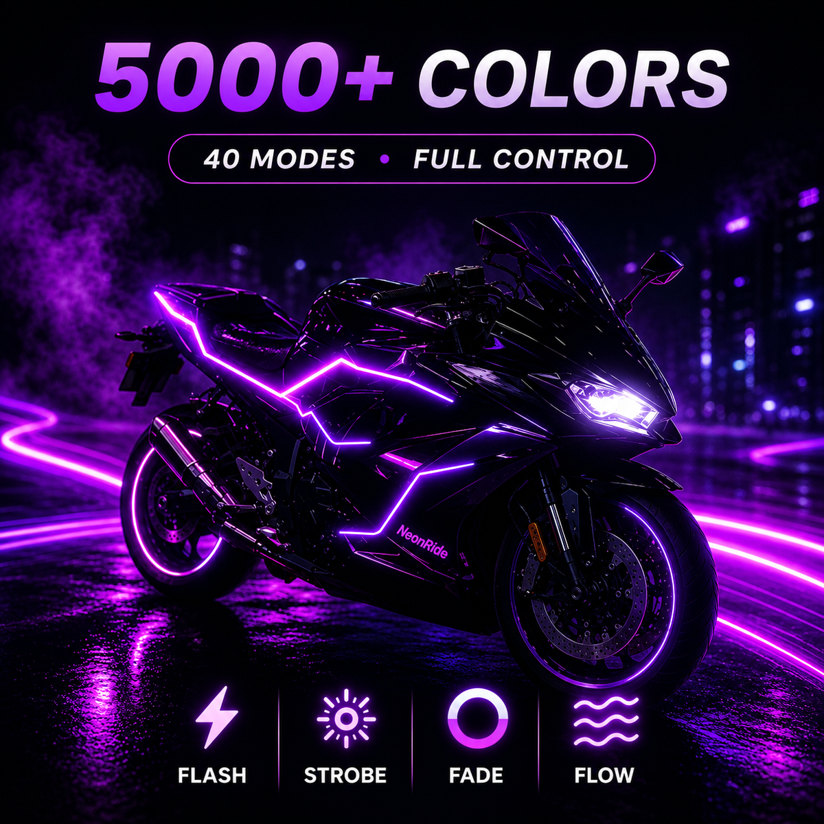 ❤️Motorcycle RGB LED Light Kit – App-Controlled Custom Glow