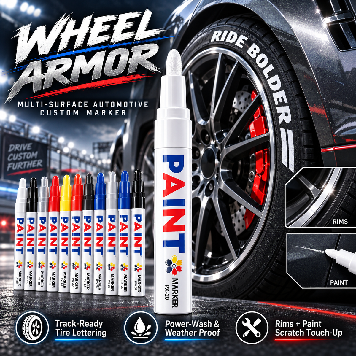 ❤️Multi-Surface Tire Paint Marker – Bold Lettering & Scratch Touch-Up