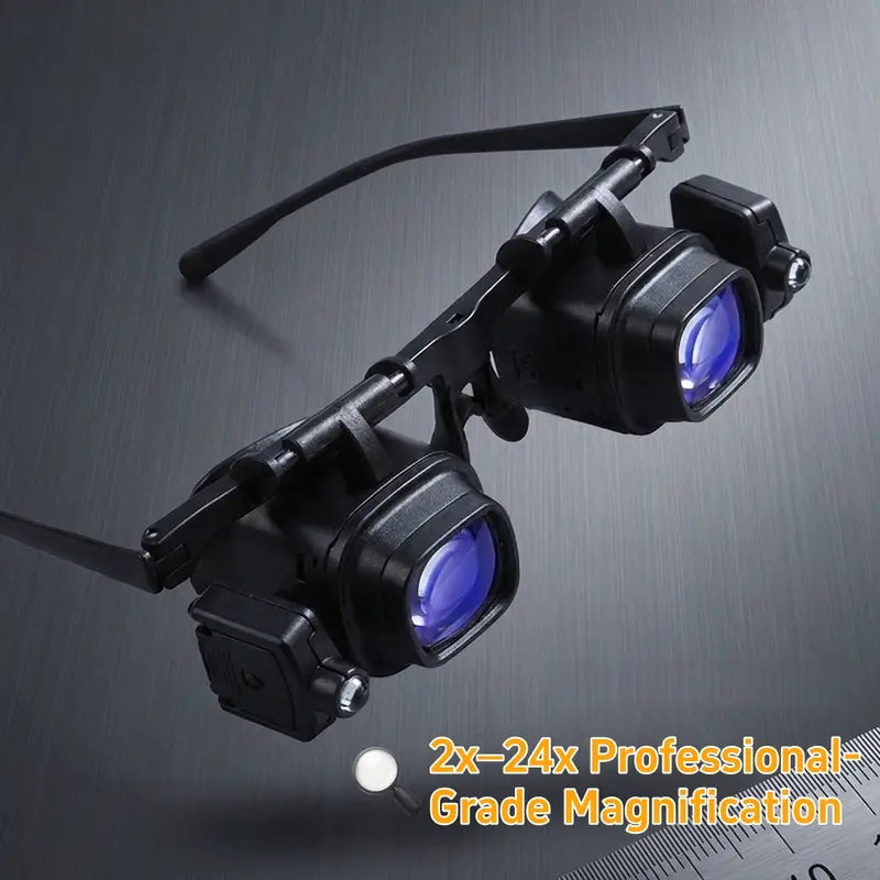 ❤️LED Headband Magnifier – Adjustable 2X–24X Magnification