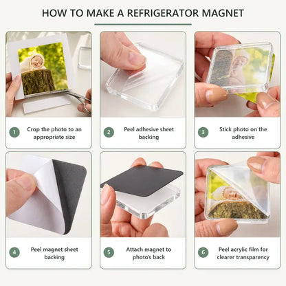 ❤️DIY Acrylic Photo Magnets – 2×2" Clear Magnetic Frames