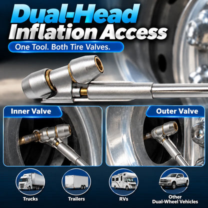 🎁16" Dual-Head Tire Air Chuck – Extended Reach Inflation Tool