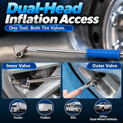 🎁16" Dual-Head Tire Air Chuck – Extended Reach Inflation Tool