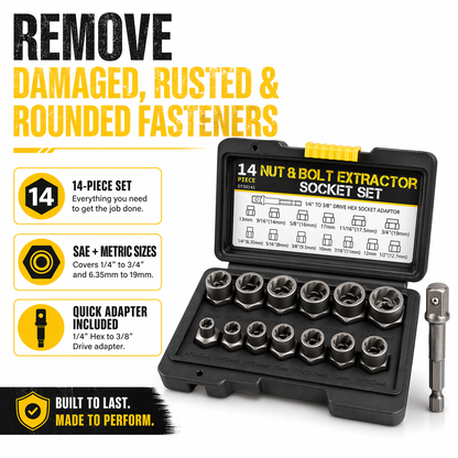 🎉14-Piece Nut & Bolt Extractor Socket Set