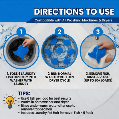 Laundry Pet Hair Removal Fish – 6 Pack