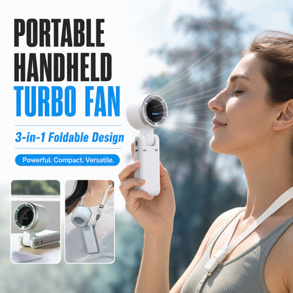 Portable Handheld Turbo Fan — 5-Speed. 4000mAh. 10H Battery Life
