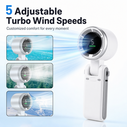 Portable Handheld Turbo Fan — 5-Speed. 4000mAh. 10H Battery Life
