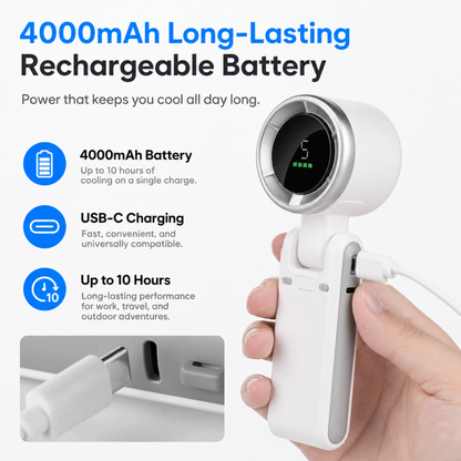 Portable Handheld Turbo Fan — 5-Speed. 4000mAh. 10H Battery Life