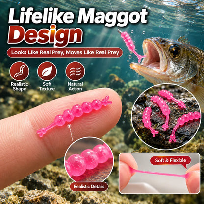 🎁60Pcs Lifelike Maggot Soft Fishing Lures – Scented & Flexible Bait
