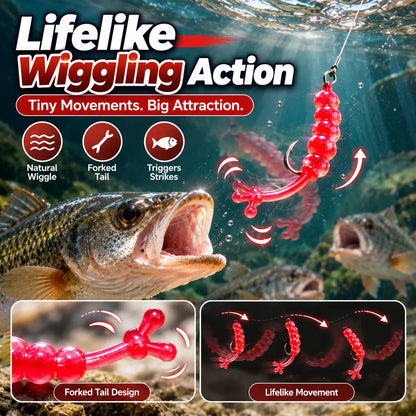 🎁60Pcs Lifelike Maggot Soft Fishing Lures – Scented & Flexible Bait