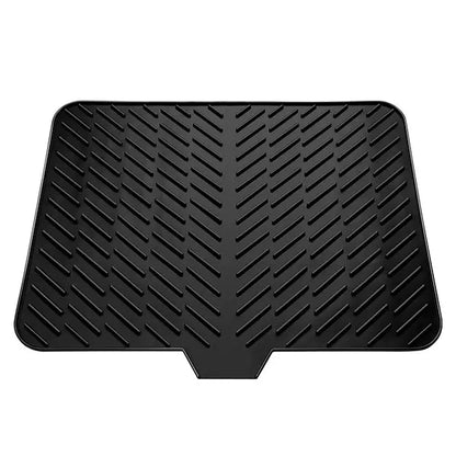 🧺 Silicone Dish Drying Mat, Heat Resistant Non-Slip Foldable Drain Pad with Built-In Drain Lip