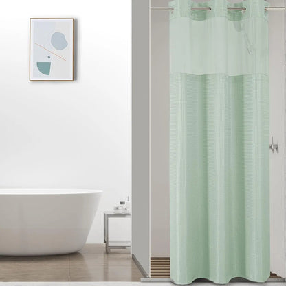 Colorful Star No-Hook Shower Curtain Set with Snap-In Liner