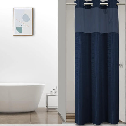 Colorful Star No-Hook Shower Curtain Set with Snap-In Liner