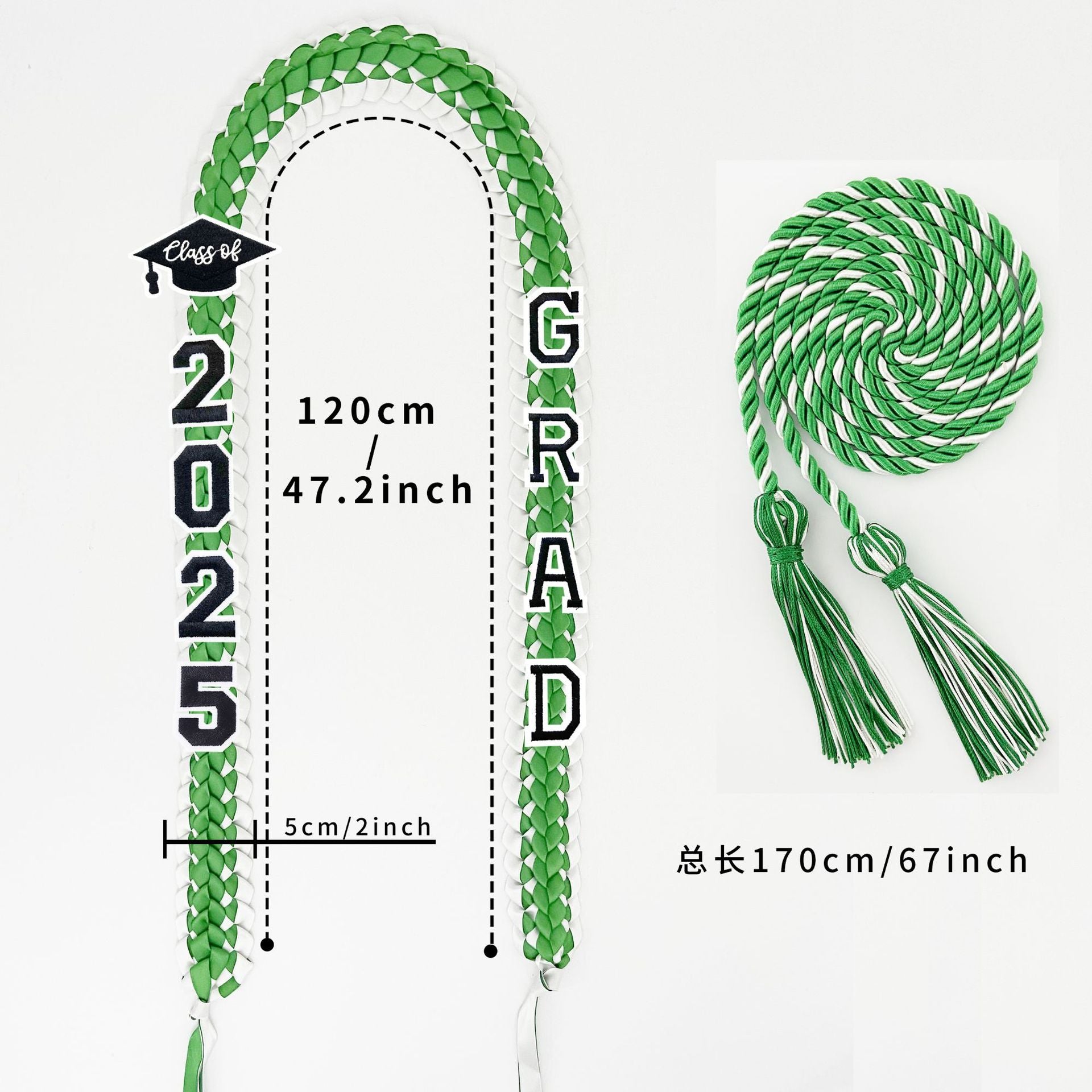 Double Color Graduation Honor Cord Lei – Braided Ribbon Graduation Necklace for Graduation Parties 🎓✨