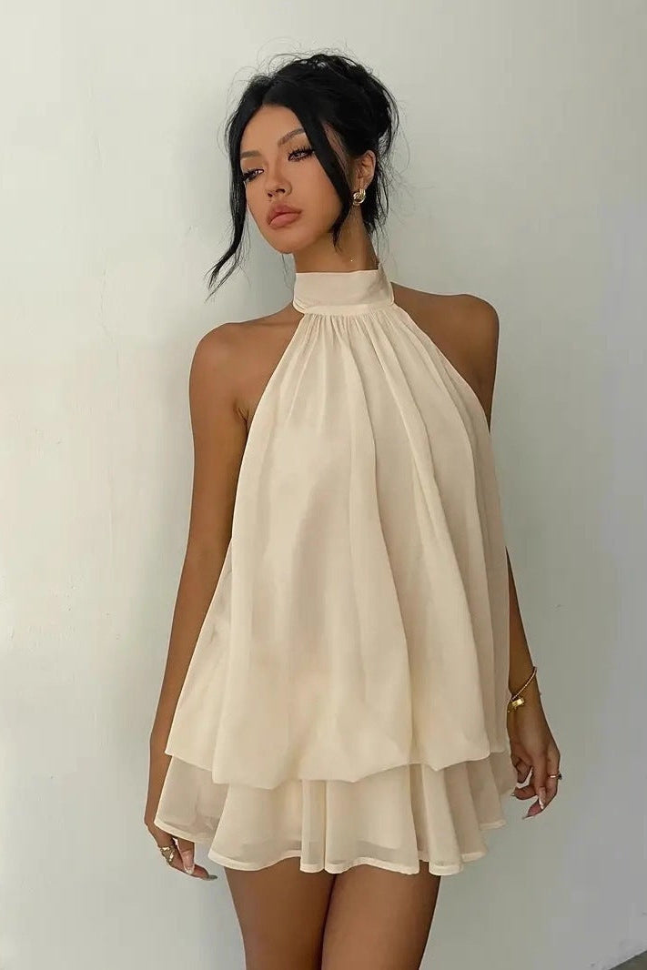 Women's Halter Neck Ruffle Maxi Dress